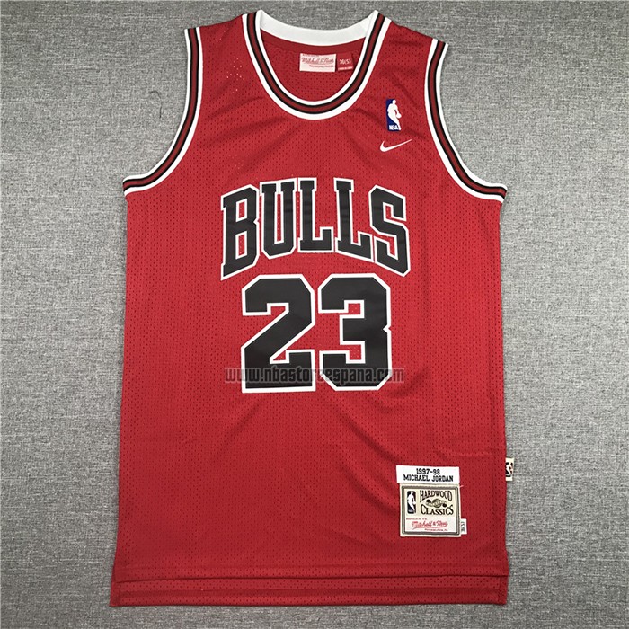 Camiseta Chicago Bulls Michael Jordan NO 23 Hardwood Classics Throwback 1997-1998 Rojo